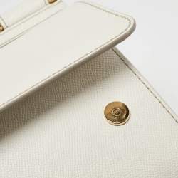 Pre Owned Dolce & Gabbana White Leather Small Miss Sicily Top Handle Bag