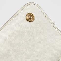 Pre Owned Dolce & Gabbana White Leather Small Miss Sicily Top Handle Bag