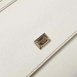 Pre Owned Dolce & Gabbana White Leather Small Miss Sicily Top Handle Bag