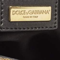 Pre Owned Dolce & Gabbana Gold Quilted Sequins Miss Charles Shoulder Bag