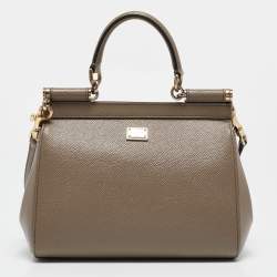 Pre Owned Dolce & Gabbana Tri Color Leather Small Love Sicily Top Handle Bag