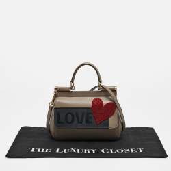 Pre Owned Dolce & Gabbana Tri Color Leather Small Love Sicily Top Handle Bag