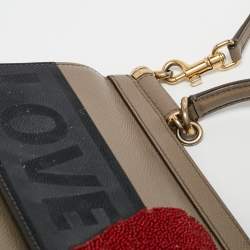 Pre Owned Dolce & Gabbana Tri Color Leather Small Love Sicily Top Handle Bag