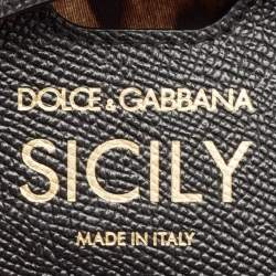Pre Owned Dolce & Gabbana Black Leather Medium Miss Sicily Top Handle Bag