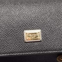 Pre Owned Dolce & Gabbana Black Leather Medium Miss Sicily Top Handle Bag