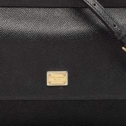 Pre Owned Dolce & Gabbana Black Leather Medium Miss Sicily Top Handle Bag