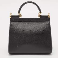 Pre Owned Dolce & Gabbana Black Leather Medium Miss Sicily Top Handle Bag