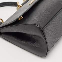 Pre Owned Dolce & Gabbana Black Leather Medium Miss Sicily Top Handle Bag