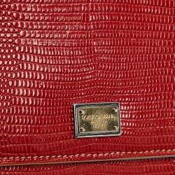 Pre Owned Dolce & Gabbana Multicolor Lizard Embossed Leather Miss Sicily Von Wallet on Chain