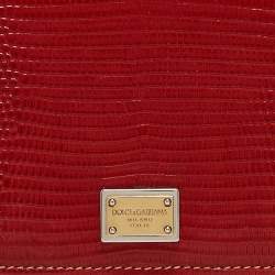 Pre Owned Dolce & Gabbana Multicolor Lizard Embossed Leather Miss Sicily Von Wallet on Chain