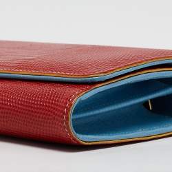 Pre Owned Dolce & Gabbana Multicolor Lizard Embossed Leather Miss Sicily Von Wallet on Chain