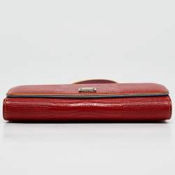 Pre Owned Dolce & Gabbana Multicolor Lizard Embossed Leather Miss Sicily Von Wallet on Chain