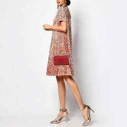 Pre Owned Dolce & Gabbana Multicolor Lizard Embossed Leather Miss Sicily Von Wallet on Chain