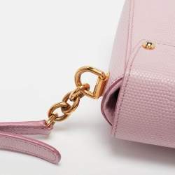 Dolce & Gabbana Pink Lizard Embossed Leather Mini Lucia Crossbody Bag