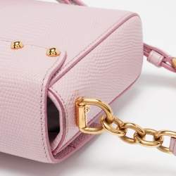 Dolce & Gabbana Pink Lizard Embossed Leather Mini Lucia Crossbody Bag