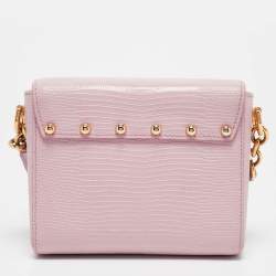 Dolce & Gabbana Pink Lizard Embossed Leather Mini Lucia Crossbody Bag