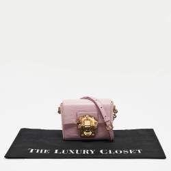 Dolce & Gabbana Pink Lizard Embossed Leather Mini Lucia Crossbody Bag