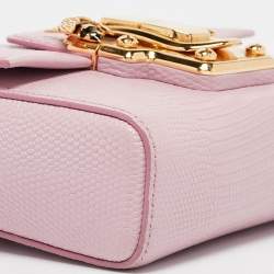 Dolce & Gabbana Pink Lizard Embossed Leather Mini Lucia Crossbody Bag