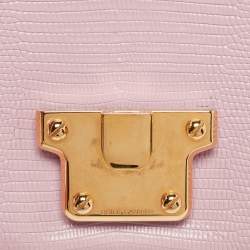 Dolce & Gabbana Pink Lizard Embossed Leather Mini Lucia Crossbody Bag