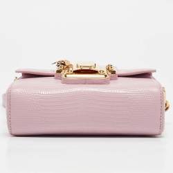 Dolce & Gabbana Pink Lizard Embossed Leather Mini Lucia Crossbody Bag