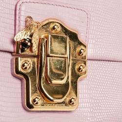 Dolce & Gabbana Pink Lizard Embossed Leather Mini Lucia Crossbody Bag