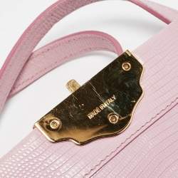 Dolce & Gabbana Pink Lizard Embossed Leather Mini Lucia Crossbody Bag