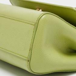 Pre Owned Dolce & Gabbana Lime Green Leather Medium Miss Sicily Top Handle Bag