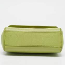 Pre Owned Dolce & Gabbana Lime Green Leather Medium Miss Sicily Top Handle Bag