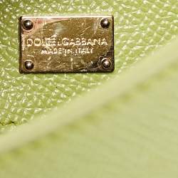 Pre Owned Dolce & Gabbana Lime Green Leather Medium Miss Sicily Top Handle Bag