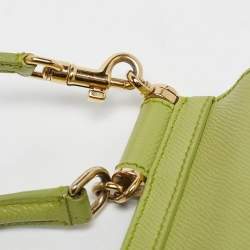 Pre Owned Dolce & Gabbana Lime Green Leather Medium Miss Sicily Top Handle Bag