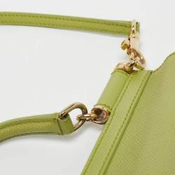 Pre Owned Dolce & Gabbana Lime Green Leather Medium Miss Sicily Top Handle Bag