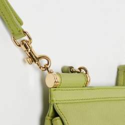 Pre Owned Dolce & Gabbana Lime Green Leather Medium Miss Sicily Top Handle Bag