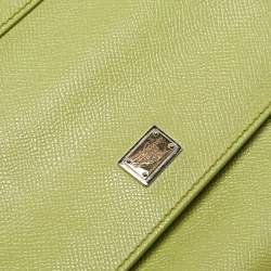 Pre Owned Dolce & Gabbana Lime Green Leather Medium Miss Sicily Top Handle Bag