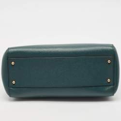 مملوكة مسبقًا Dolce & Gabbana Green Leather Large Miss Sicily Top Handle Bag