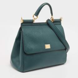 مملوكة مسبقًا Dolce & Gabbana Green Leather Large Miss Sicily Top Handle Bag