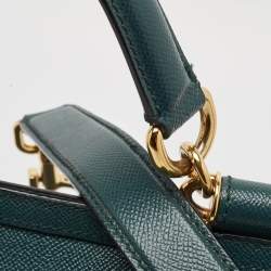 مملوكة مسبقًا Dolce & Gabbana Green Leather Large Miss Sicily Top Handle Bag