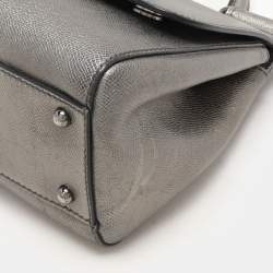 Dolce & Gabbana Silver Leather Medium Miss Sicily Top Handle Bag