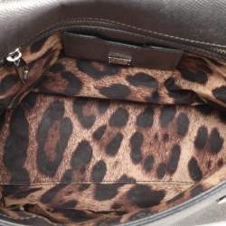Dolce & Gabbana Silver Leather Medium Miss Sicily Top Handle Bag