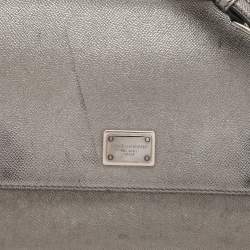 Dolce & Gabbana Silver Leather Medium Miss Sicily Top Handle Bag