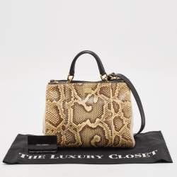 Pre Owned Dolce & Gabbana Cream/Light Beige Python Miss Sicily Shopper Bag