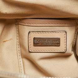 Pre Owned Dolce & Gabbana Yellow/Beige Snakeskin Miss Romantique Pocket Satchel