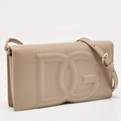 Pre Owned Dolce & Gabbana Blush Pink Leather DG Logo Phone Crossbody Bag