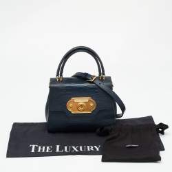 Pre Owned Dolce & Gabbana Teal Lizard Embossed Leather Mini Welcome Top Handle Bag