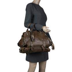 Pre Owned Dolce & Gabbana Brown Leather Miss Forever Tote