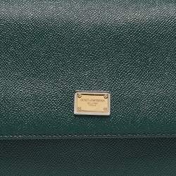 Pre Owned Dolce & Gabbana Green Leather Medium Miss Sicily Top Handle Bag