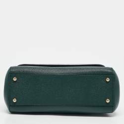 Pre Owned Dolce & Gabbana Green Leather Medium Miss Sicily Top Handle Bag