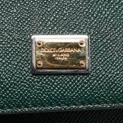 Pre Owned Dolce & Gabbana Green Leather Medium Miss Sicily Top Handle Bag