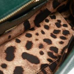 Pre Owned Dolce & Gabbana Green Leather Medium Miss Sicily Top Handle Bag