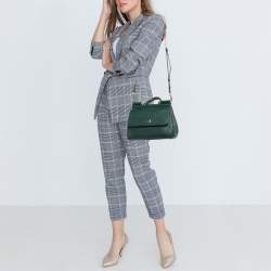 Pre Owned Dolce & Gabbana Green Leather Medium Miss Sicily Top Handle Bag