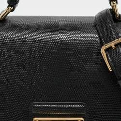 Pre Owned Dolce & Gabbana Black Lizard Embossed Leather Medium Miss Monica Top Handle Bag